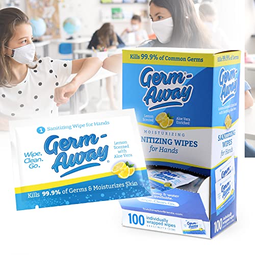 GermAway Large Antibacterial Hand Wipes Individually Wrapped Wipes