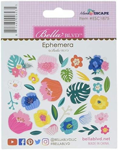 Bella Blvd ESC1875 Ephemera Shapes Tabs & Words Island Escape Cardstock Die-Cuts, Multicolor