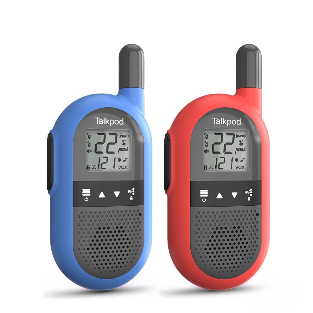 Photo 1 of Talkpod F40 Walkie Talkies 2 Pack for Kids, Adults, Handheld FRS 2 Way Radio with Li-ion Battery 22CH Family Walkie Talkie with VOX LCD Display for Outside Adventures, Camping, Hiking (Red ? Blue)