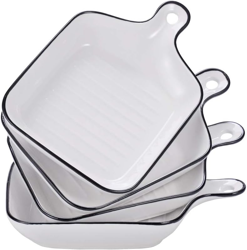 BonNoces Porcelain Baking Dish, Unique Square Individual