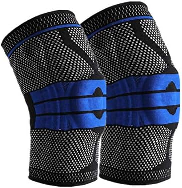 Dengwenxiang 1 Pair Silicone Anti-Collision Compression Knee Brace Knitted Adjustable Sports Knee Compression Sleeve Support Knee Pad Support Protector for Running Climbing Riding Basketball