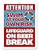 Honey Dew Gifts, Funny Pool Sign, Lifeguard on Beer Break, 9 inch by 12 inch, Pool Novelty Tin Signs and Decor, Lifeguard Sign, HDG-1077