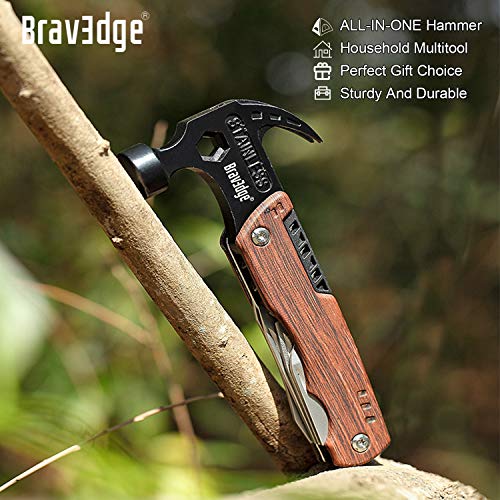 Multitool Hammer, 12 in 1 Camping Multitool Safety Lock with Claw Hammer, 3\'\' Knife, Wrench, Opener, Screwdriver, Nylon Belt Pouch, Ideal for Camping, Hiking, Survival, Outdoor, Indoor, DIY Repairing