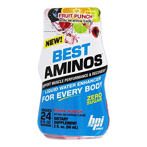 BPI Sports Best Aminos Fruit Punch, Liquid Water Enhancer, 24 Servings per Bottle