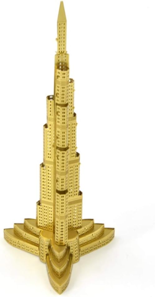 QJXSAN Burj Khalifa-3D Metal Model kit Construction Toy Puzzle Game Golden Best Gift for a Friend
