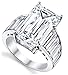 9 Carats 925 Sterling Silver Angelina Jolie Engagement Wedding Ring with Emerald-cut 10 x 16 MM CZ