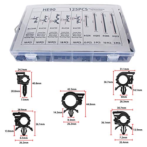 Auto Clips Car Wire Harness Routing Clip Assortment Wiring Harness Wire Loom Routing Clips Universal 125 PCS Retainer Car Clips Contains 6 different sizes Replacement Parts For Honda GM Mazda - Thumbnail 5