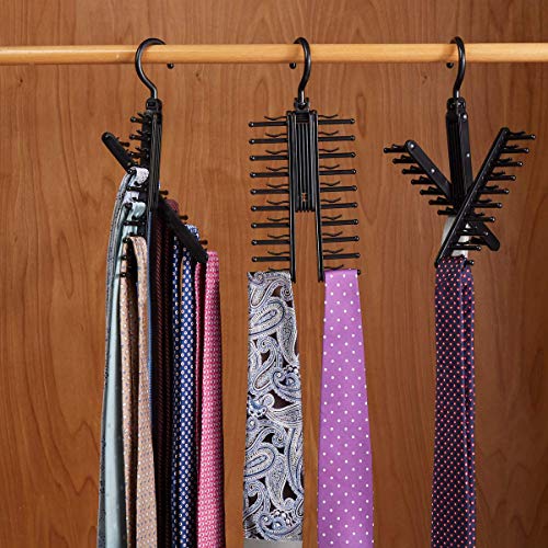 StorageMaid - 3-Pack - Tie & Belt Rack - Necktie Accessories Organizer - 20 Non-Slip Hanger Hooks Each - Rotates 360 Degrees - Storage Solution for Neckties and Belts - Thumbnail 3