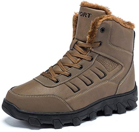 IKENIP Mens Snow Boots Anti-Slip Outdoor Fur Lined Warm Waterproof Winter Shoes