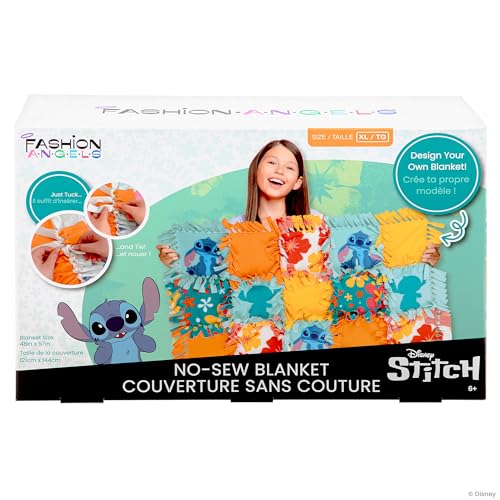 Fashion Angels Disney Stitch No-Sew Blanket Kit, Set Includes Assorted Polar Fleece Blanket Squares, Ideal Craft Activity for Girls & Boys