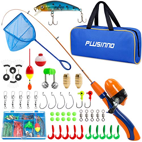 PLUSINNO Kids Fishing Pole,Portable Telescopic Fishing Rod and Reel