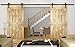 TMS TSQ08-DARK(2SET)+CONN-DARK Modern Antique Style Double Sliding Wooden Door Hardware Closet Set, 12', Black