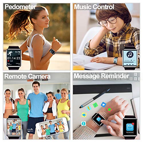 [Free SIM Card 8GB TF Card] Android Smart Watch for Men Women, Touch Screen Smart Watches Phone with Music Player Camera Pedometer Calendar, Back to School Summer Birthday Gifts - Thumbnail 5