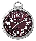 Gotham Men's Silver-Tone Ultra Thin Railroad Open Face Quartz Pocket Watch # GWC15027SM