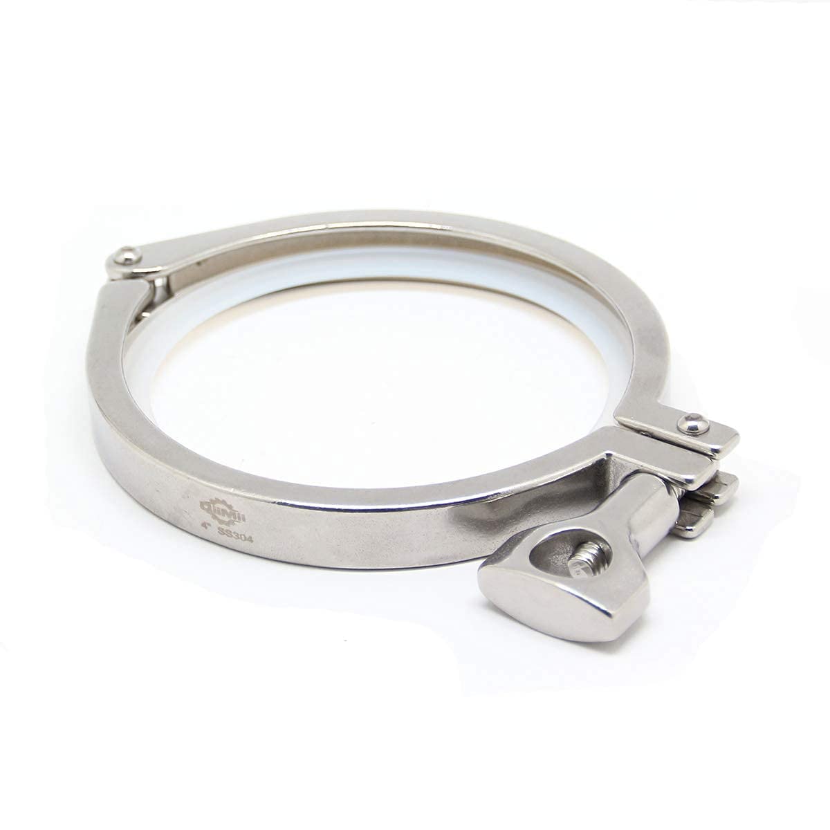 QiiMii Stainless Steel 304 Heavy Duty Sanitary Clamp Single Pin Tri Clover 4 inch with 1 pc Silicone Gasket, 1 Pack — image 1
