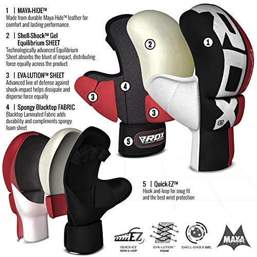 RDX-Guantes-MMA-para-Artes-Marciales-Entrenamiento-Cuero-Grappling-Guantillas-Bueno-para-Sparring-Muay-Thai-Kickboxing-Saco-de-Boxeo-Combate-Training-y-Lucha-Libre