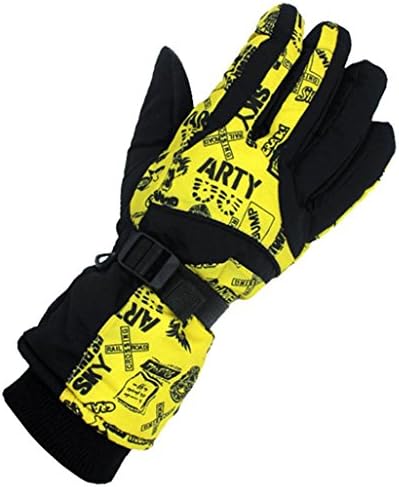 EKIMI Winter Sports Windproof Waterproof Ski Full Finger Thicker Warm Gloves (Yellow)