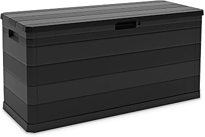 Olsen Smith Toomax 280L Garden Storage Box Bench Shed Chest Black Indoor Outdoor