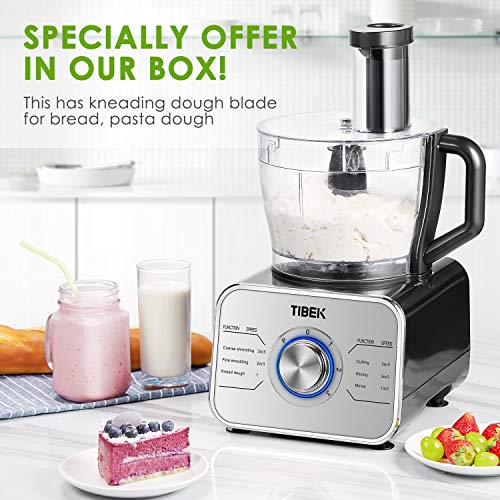 Food Processor 12-Cup, Multi-Function Food Processor 6 Main Functions with Chopper Blade, Dough Blade, Shredder, Slicing Attachments, 3 Speed 600W Powerful Processor, Silver