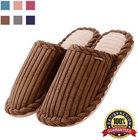VTURE Men's and Women's New Stripe Corduroy Anti-slip House Slippers
