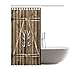 InterestPrint Wooden Garage Barn Door Shower Curtain, Vintage Rustic Country Wooden Gate with Antler Handles Decor Fabric Bathroom Set with Hooks, 72 X 72 Inches Long, Brown