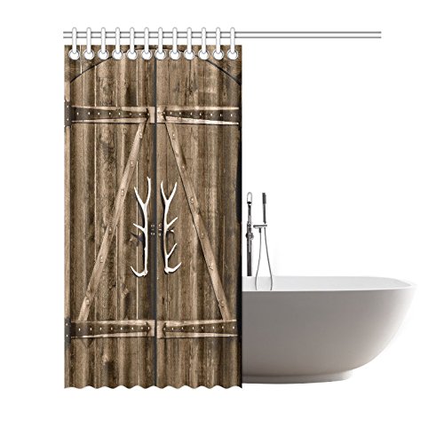 Wooden Garage Barn Door Shower Curtain Bathroom Set Polyester