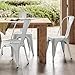 Devoko Metal Indoor-Outdoor Chairs Distressed Style Kitchen Dining Chairs Stackable Side Chair with Back Set of 4 (White)