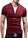 Benibos Mens Henley T-Shirts with Short Sleeve (US:S/Asia L, 10Red)