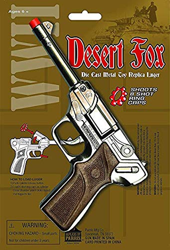 Big Game Toys~Luger German-Style Toy Cap Gun Semi-auto Pistol-Metal-Prop-Costume 8-Shot-Ring caps