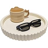 MATNHZUF Round Decorative Tray for Coffee Table, 11" Coffee Table Decor Tray Modern Table Centerpieces for Dining Room, Beige Decorative Trays for Home Decor Modern Decorative Centerpiece Trays