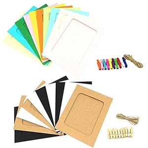 YeahiBaby Paper Photo Frame with Clothespins and String (4×6-inch) – Pack of 20