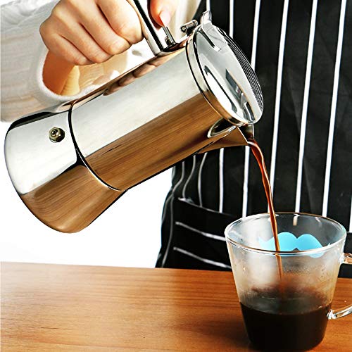 Lwieui Espressokocher Moka Pot Edelstahl Espresso-Topfhaupt Kleine Espressomaschine Haushalt Stovetop Kaffeemaschine… – Bild 7