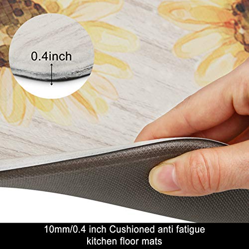 SHACOS Sunflower Kitchen Rugs Mats Set of 2 Pieces Anti Fatigue Mat Foam Runner Cushioned Waterproof Kitchen Floor… - Image 3