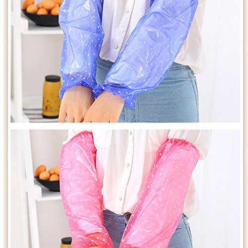 Yunhigh PVC Plastic Waterproof Oversleeves Polythene Protective Kitchen Arm Sleeve Elastic Cuff Arm Sleevelet Cooking Accessories by Dots