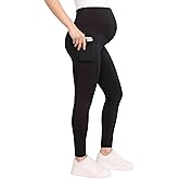 Motherhood Maternity Womens Over The Belly Workout Activewear Pregnancy Leggings with Pockets