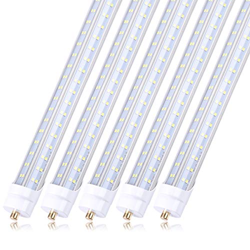 T8 V Shaped 8ft Led Light Tube 96" Single Pin 90W 10800 Lumens, 6000K Led Bulb Clear Cover Super Bright,FA8 Base,4 Rows 270 Degree, Dual-End Powered, Ballast Bypass,25 Pack - Thumbnail 6