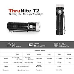 ThruNite T2 LED Flashlight, High 3757 Lumens, USB