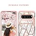 Galaxy S10 5G Case, Fingic Rose Gold Marble Design Shiny Glitter Bumper Hybrid Hard Plastic Soft Rubber Silicone Cover Anti-Scratch Shockproof Protective Case for Samsung Galaxy S10 5G (2019) 6.7 inch