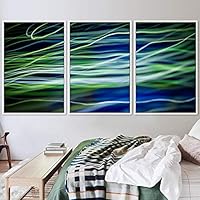 3 Piece Framed Canvas Wall Art Abstract Geometric Lights Mixed Media Canvas Prints Home Artwork Decoration for Living Room,Bedroom - 16