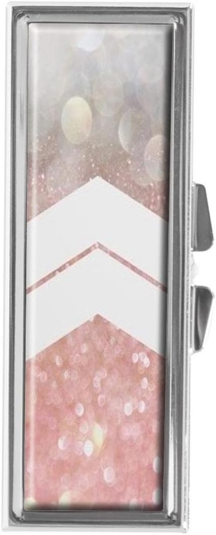 Pill Box for Purse or Pocket Pill Case Decorative Boxes Gift Box Pill Organizer for Travel Pill Box (Chevron Glitter Shimmer Pastel)