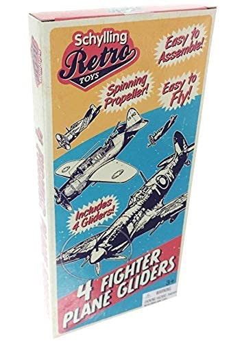 Schylling Retro Gliders - Gliding Planes with Spinning Propellers (Pack of 4)