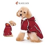 Kailian Dog winter Jacket Puppy Hooded Coat, Dog Apparel,Dog Snowsuit, Faux Shearling Fabric Coat Cotton Clothes Red-L