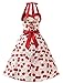 DRESSTELLS Women 50s Dress Vintage Cocktail Halter Dresses 1950s Rockabilly Audrey Hepburn Dress for Prom Bridesmaid Party Homecoming Cherry White3XL