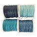 MonkeyJack 4 Rolls 80 Meters 1mm Waxed Cotton Cords Thread for DIY Bracelet Jewelry Making Blue