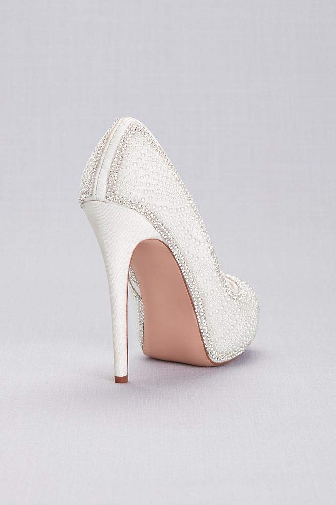 David's Bridal Crystal Encrusted Peep-Toe Platform Heels Style ETERNITY106X - Image 3