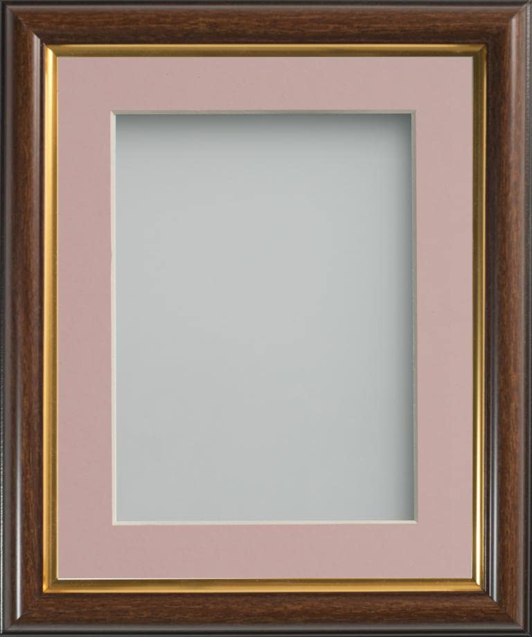 Frame Company Eldridge Mahogany Photo Frame with Pink Mount, 10x8 for 6x4 inch, fitted with perspex — image 1