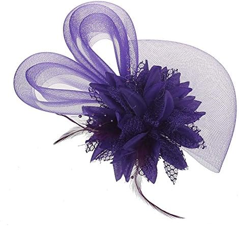 KENTSHILL Women Chic Bride Fascinator Hat Cocktail Wedding Party Church Headband Headwear (purple)