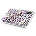 iPhone X Case, iPhone Xs Case, Mavis's Diary Full Edge Protective Plastic Case, 3D Handmade Crystal Clear Bling Full Diamonds Colorful Shiny Rhinestone Flowers Hard PC Cover