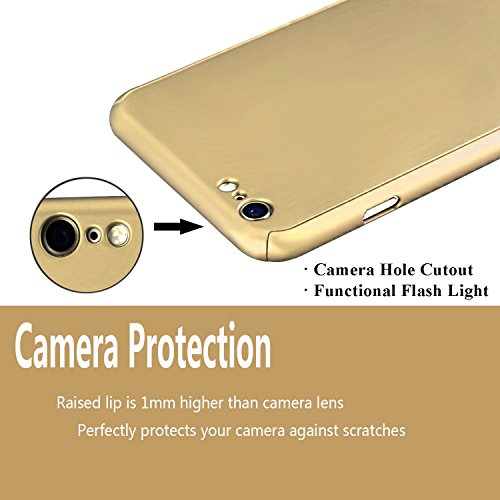iPhone 6 Case, DecaStars [Ultra-thin Series] 2-in-1 Full-body Protective Back Cover [Slim Fit] with Tempered Glass Screen Protector for Apple iPhone 6 Case & iPhone 6s Case 4.7" - Gold - Thumbnail 3