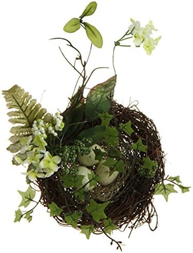 Vine, Twigs &amp; Leaves Song Bird Nest with 3 Eggs Decorative, 6 Inches